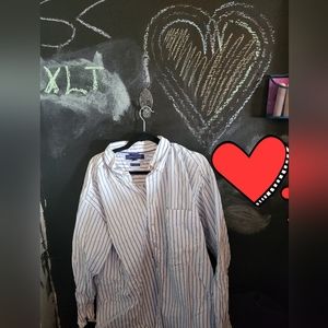 Men's XLT White Button Down w/ Blue Stripes